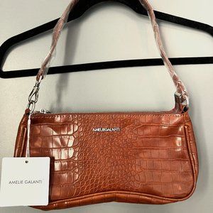 NEW! Purse - Brown Crocodile Print Shoulder Bag & Silver Hardware